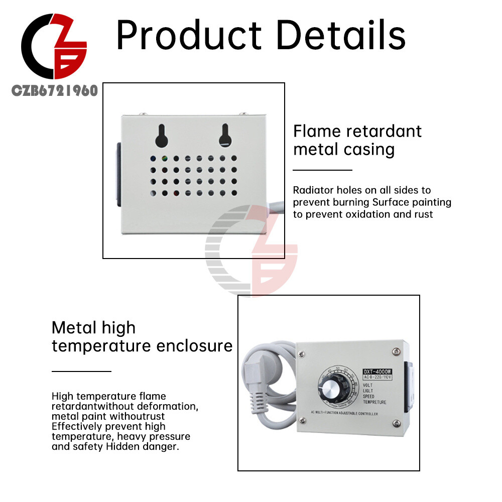 110V 4000W Adjustable Voltage Regulator Dimming SCR Temperature Speed Controller