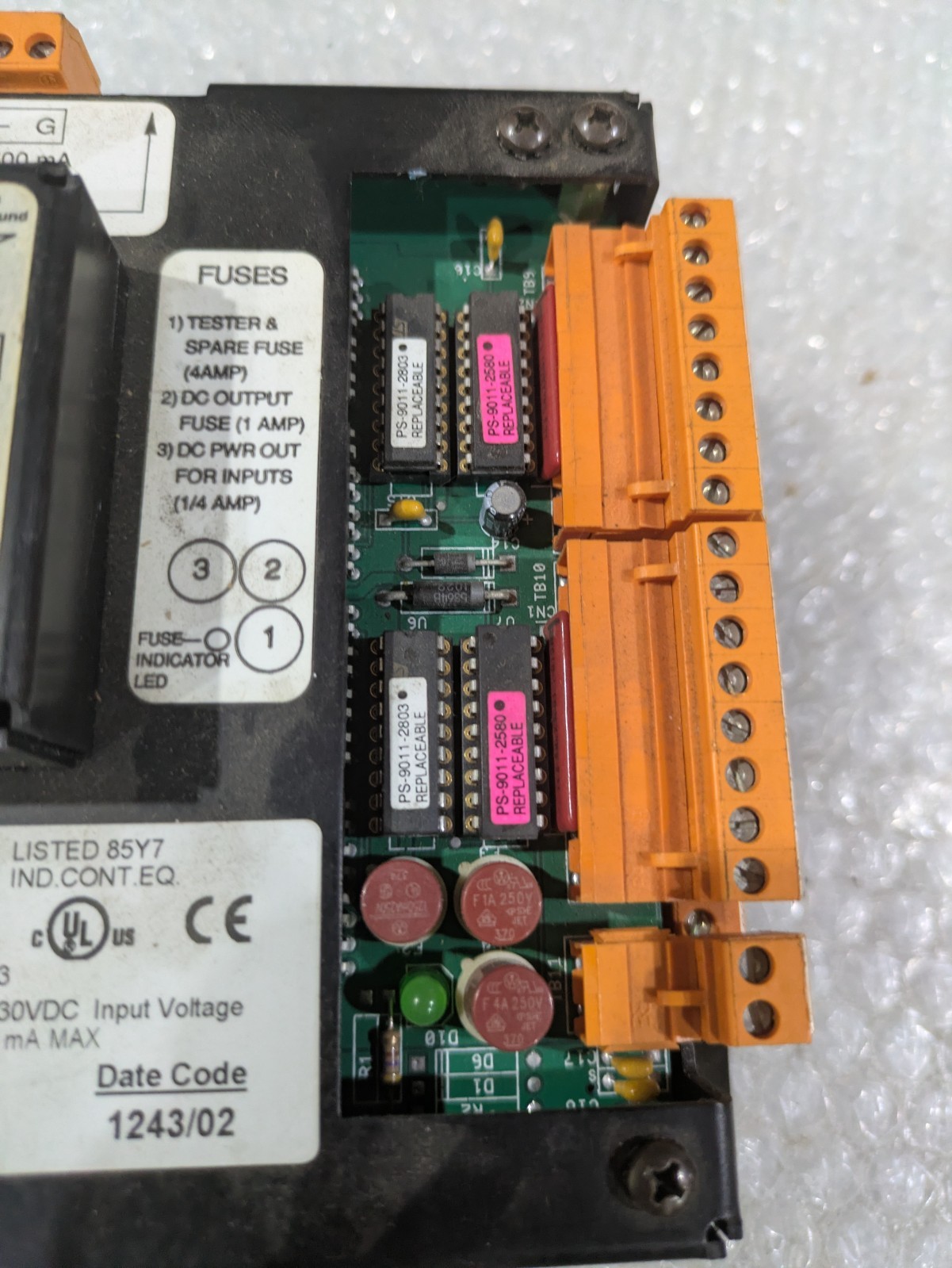 ELECTRO CAM PL 5000 PS-5144-24-P16M09-L 20-30VDC 500MA 1/2AMP 250V SLO-BLO FUSE