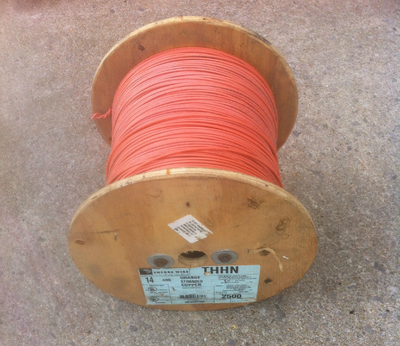 14 AWG STRD COPPER WIRE -GRAY-GREEN-BROWN 2500′ ROLL THHN / MTW / THHN