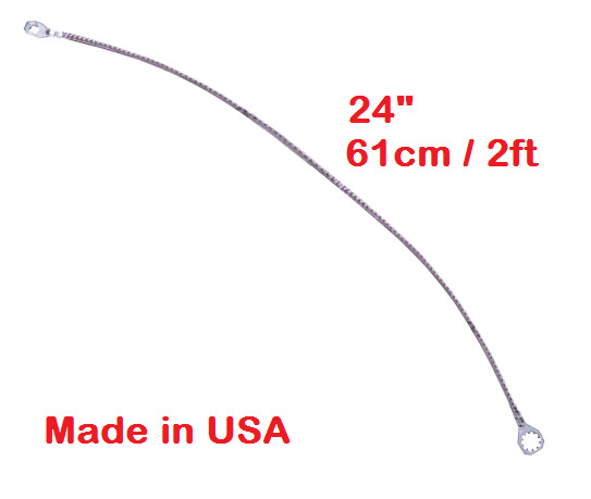 Multi-Purpose Universal 24″ (2ft) Tin-Plated Copper Ground/Bonding Strap Cable