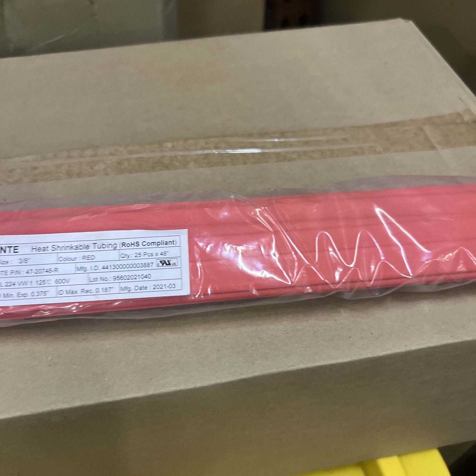 47-20748-R – NTE – THIN WALL HEAT SHRINK TUBING 2:1 SHRINK RATIO – 3/8″ x 48″ –