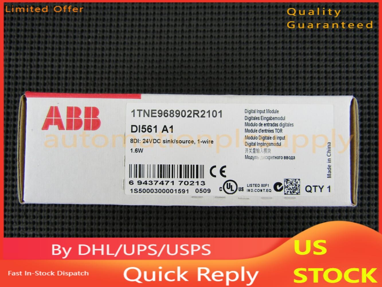 ABB 1TNE968902R2101 Digital Input Module 8DI 24VDC 1-Wire 1.6W DI561 A1