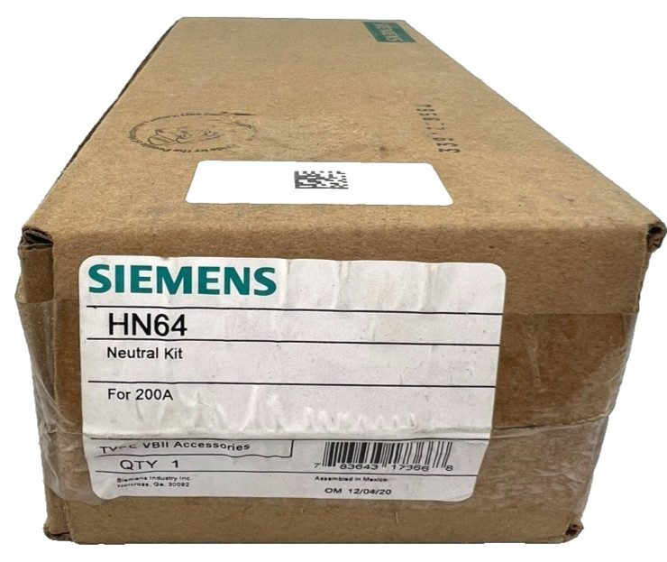 Siemens HN64 Neutral Kit 200 Amp Standard Safety Switch 600V— NEW