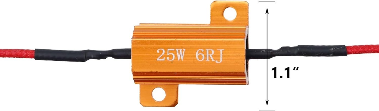 4Pcs LED Load Resistors 25W 6 ohm for Fix LED Bulb Hyper Flash/Error Code, T
