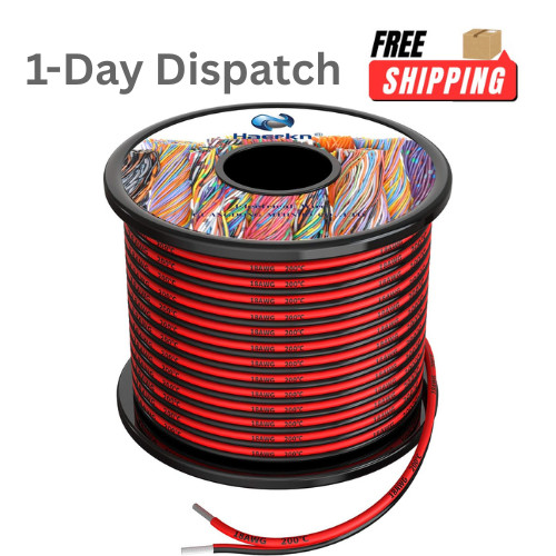 Haerkn 60ft 18 AWG Silicone Wire 2 Conductor Black/Red.