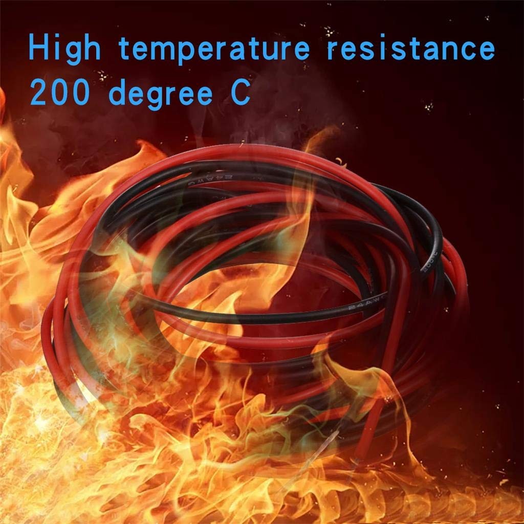 24 Gauge Silicone Wire 20ft Red and Black High Flexibility Low Impedance Wire