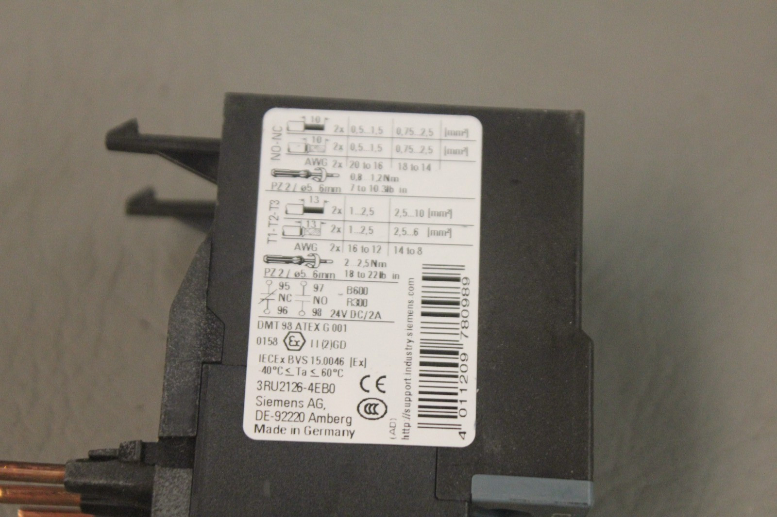 SIEMENS SIRIUS 3RU2126-4EB0 OVERLOAD RELAY