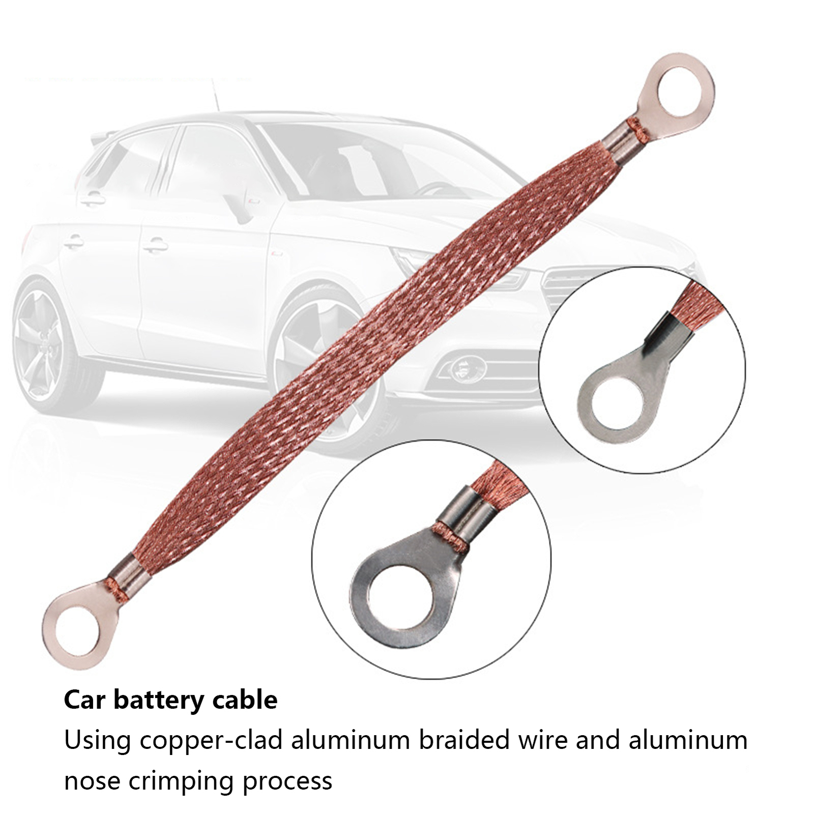 3Pcs Auto Car Universal Braided Cable Engine Ground Wire Grounding Copper Strap