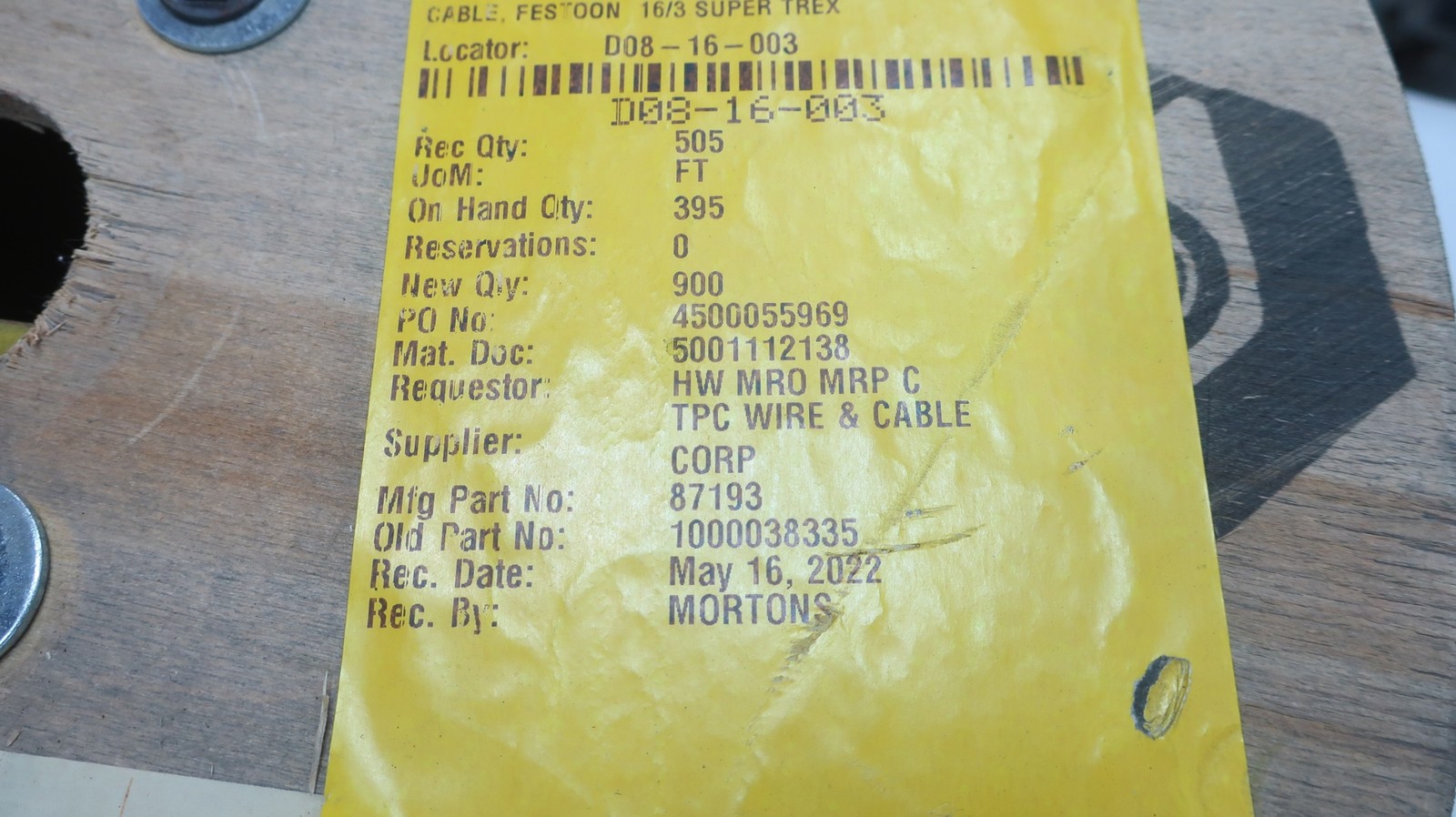 Tpc Wire 87193 Yellow Portable Cord 395ft