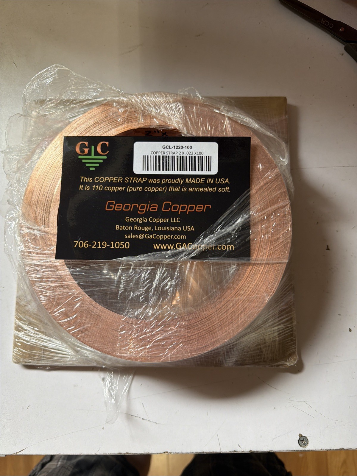 Copper ground strap Flat- 2 Inch wide .022 in Thick – 10 FT roll Pure Copper.
