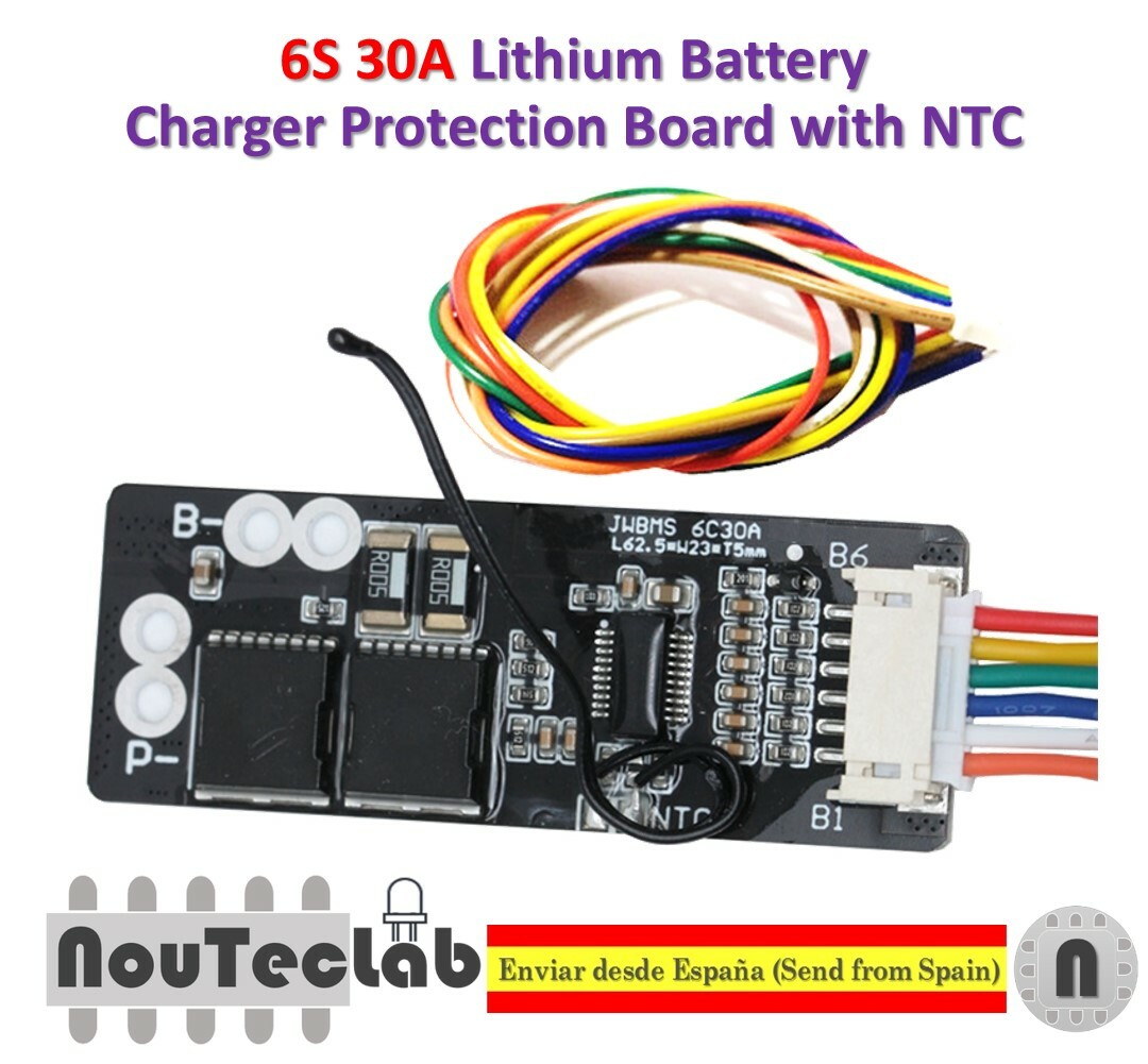 6S 30A Li-ion Lithium 18650 Battery BMS PCB PCM Power Protection Board with NTC