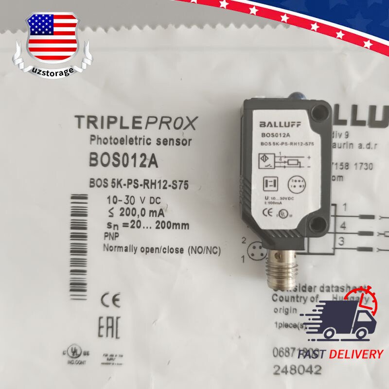 For BALLUFF BOS012A BOS 5K-PS-RH12-S75 Photoelectric Sensor 10-30V PNP 20-200mm