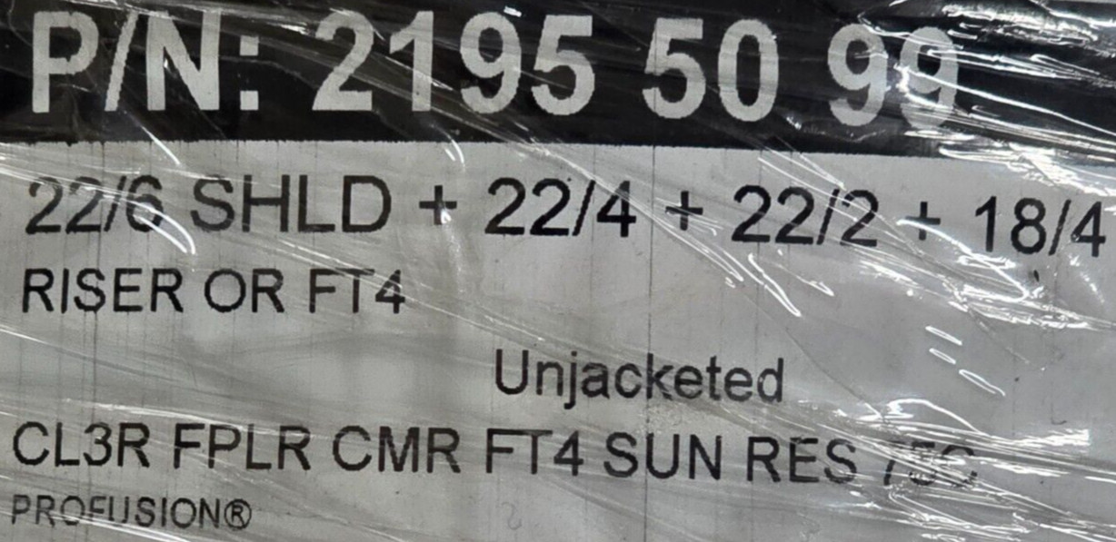 Genesis 2195 18/4C+22/3P+22/4C+22/2C Riser Access Control Cable CMR /50ft