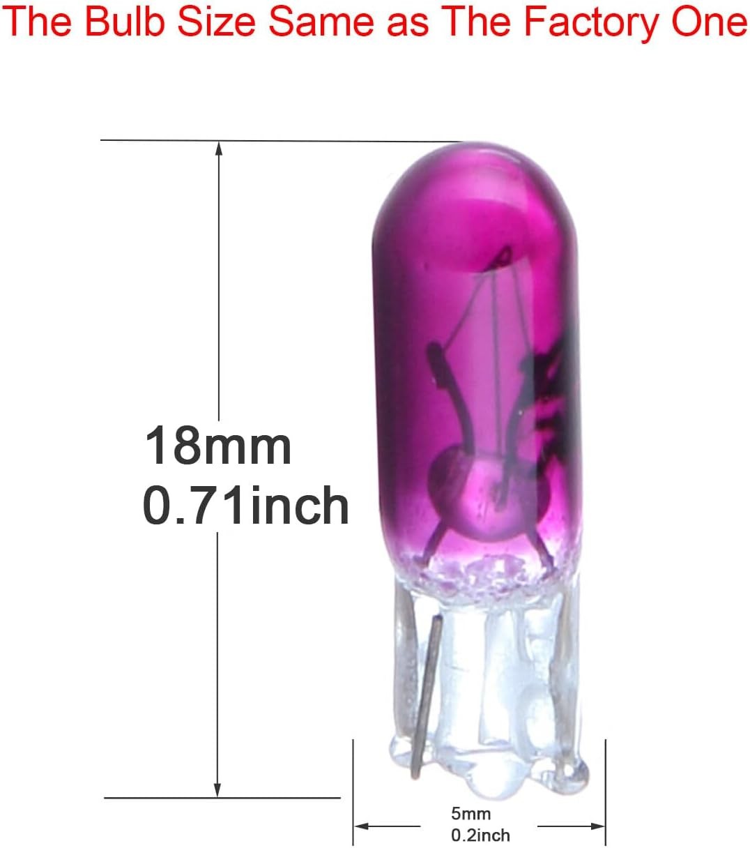 20-Pack T5 Halogen Instrument Cluster Gauge Dash Light Bulbs, 12 Color: purple