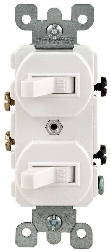 Leviton 5224-WSP, 120/277 VAC, 15 A, White, AC Combination Switch, 1pc