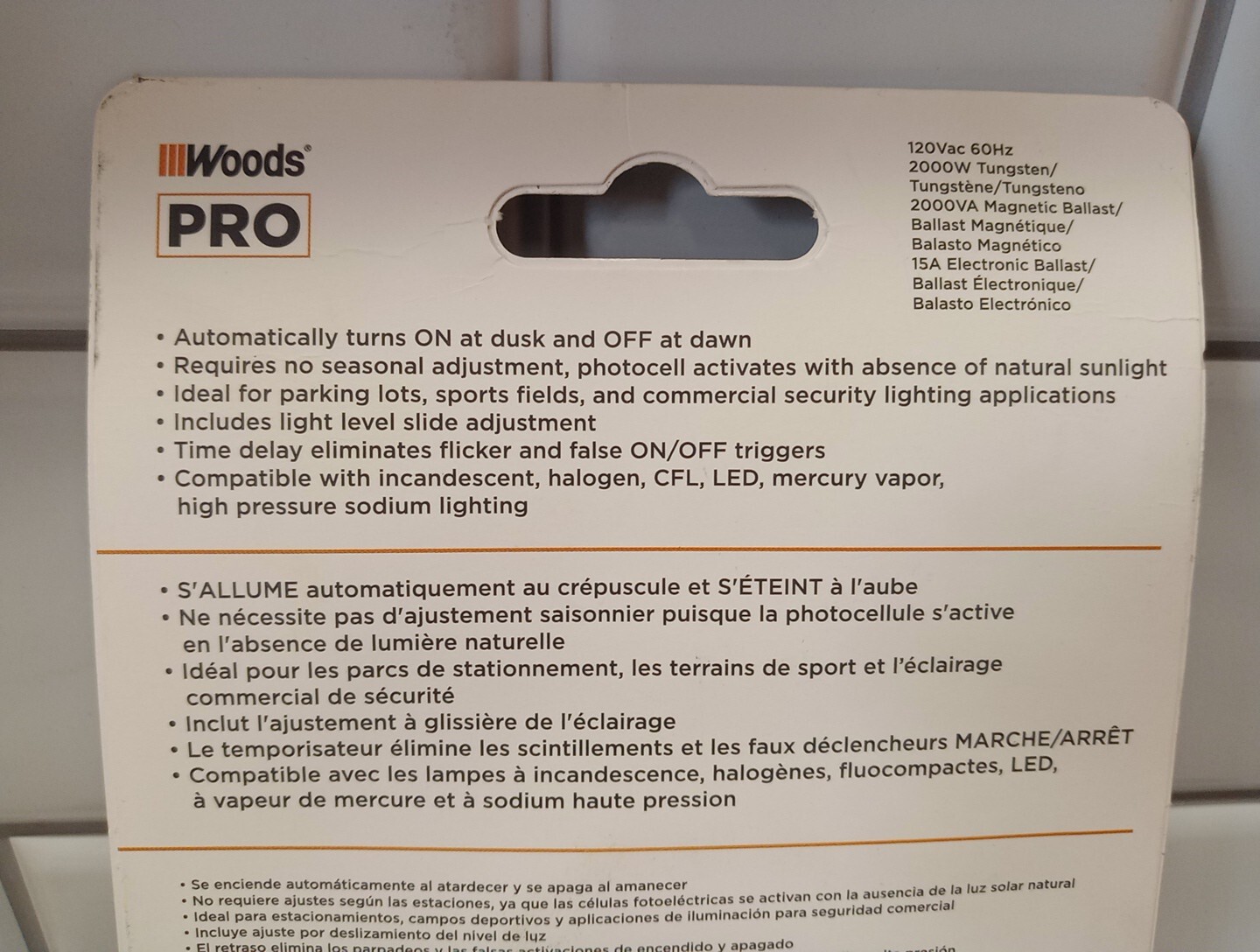 Woods PRO Stem-Mount Light Control With Photocell, Outdoor 59410WD Ships FREE!
