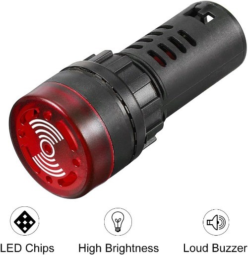 Red Indicator Light Buzzer AC DC 110V 22mm Panel Mount Flas Voltage: 110 Volts