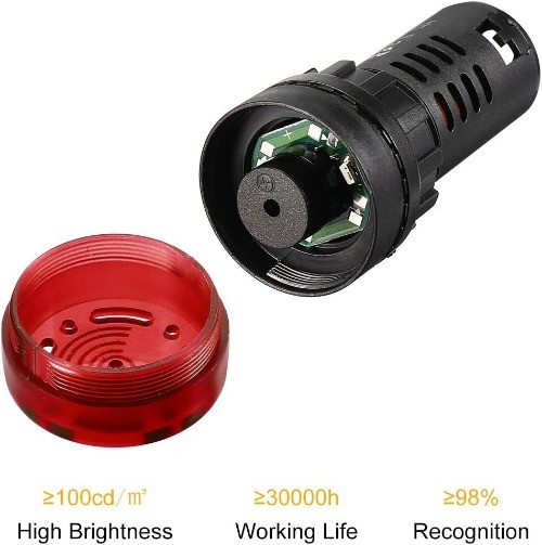 Red Indicator Light Buzzer AC DC 110V 22mm Panel Mount Flas Voltage: 110 Volts