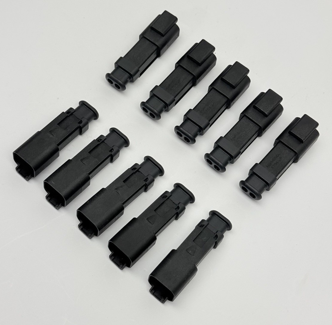 LOT OF 10, AT04-2P-SR02BLK AMPHENOL RECEPT, 2-WAY, SR, RD SEAL, BLACK