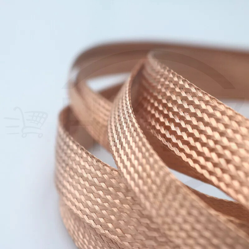 Flat Pure Copper Braid Cable Bare Copper Braid Wire Ground Lead Width 4mm- 70mm