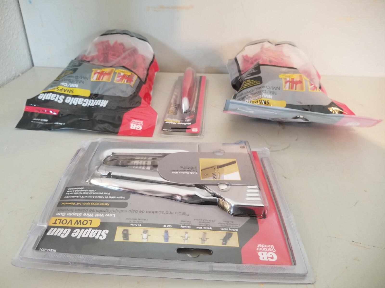 Variety Value Pack (4) MultiCable Staple (2 Bags), Staple Gun, Voltage Tester