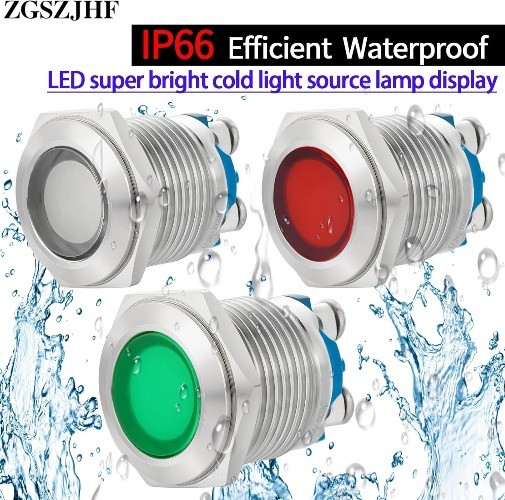 16mm 12V 24V LED Indicator Light, Frosted Surface, Waterproof Screw Terminal