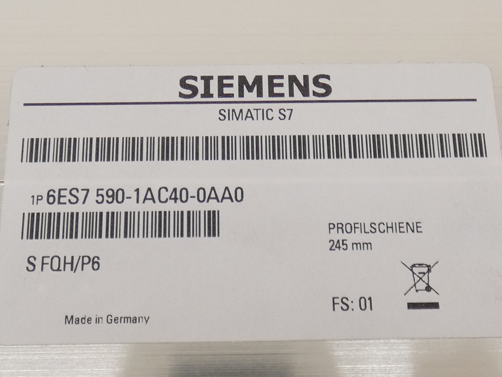 Siemens 6ES7 590-1AC40-0AA0 Simatic S7-1500 Sectional Rail 245mm – NEW Surplus!