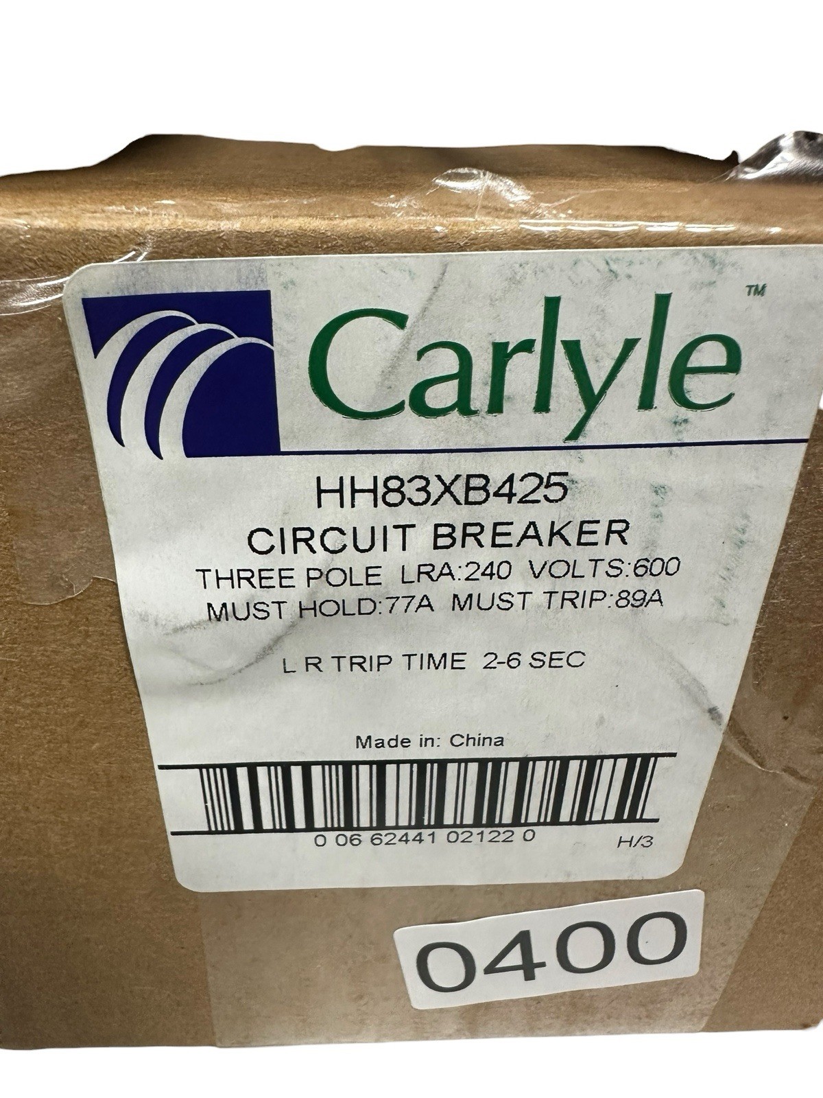 AIRPAX Carlyle HH83XB425 Circuit Breaker three pole LRA 240 Volts 600 FREESHIP