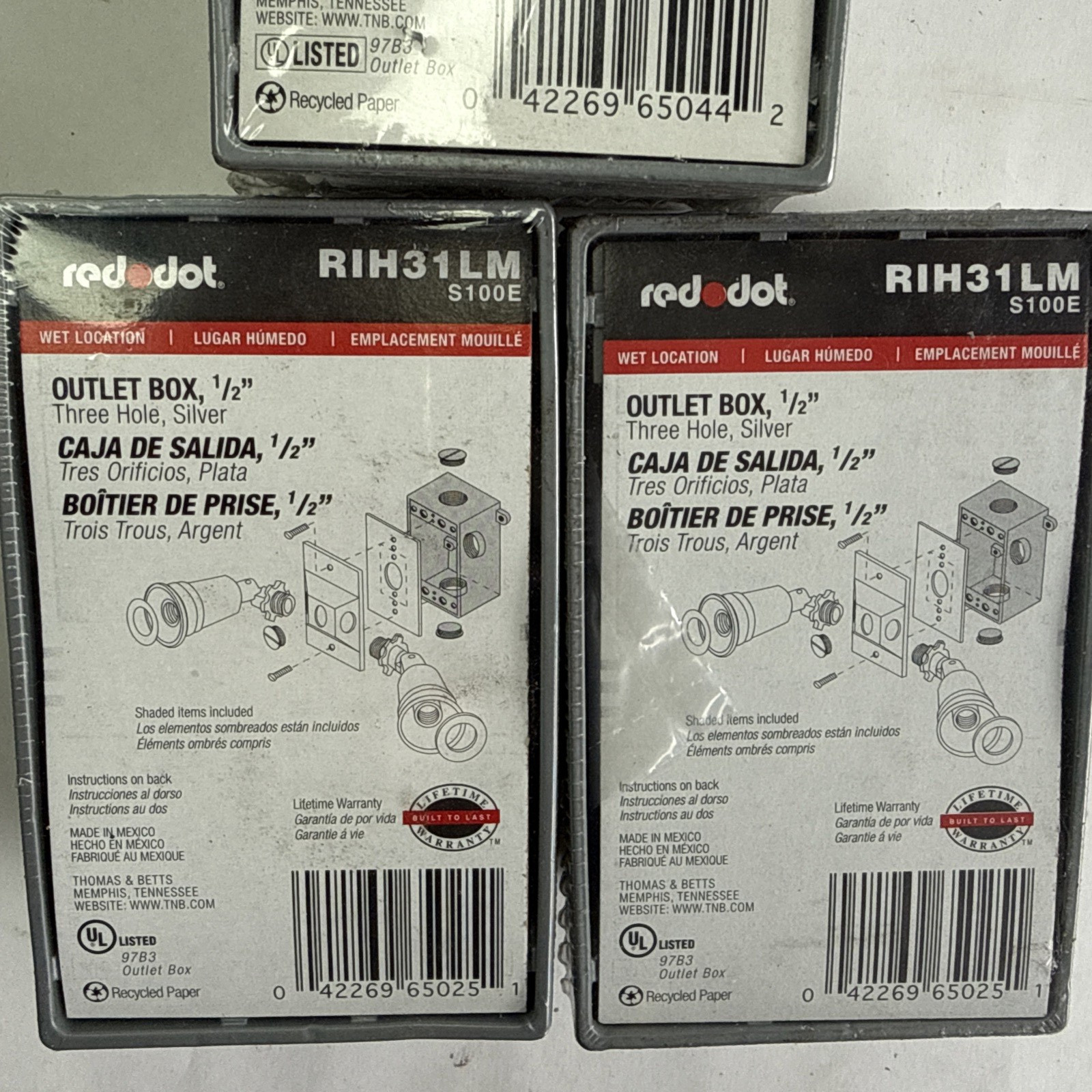 Lot of 3 Red Dot OUTLET BOXES RIH31LM and RIHD31