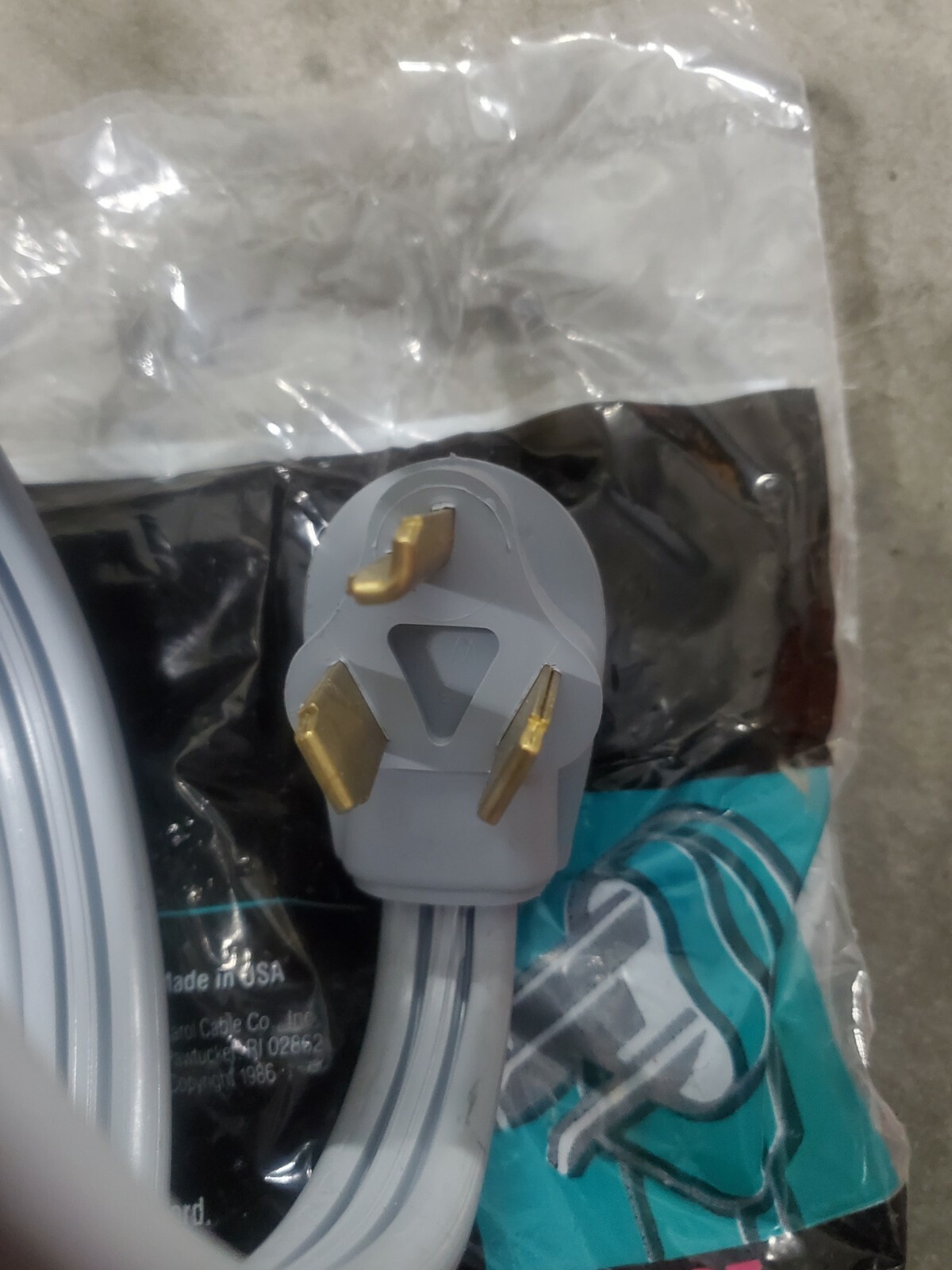 Dryer Cord 4′ MFG by Carol 05654-62-10 3 Conductor New in Package