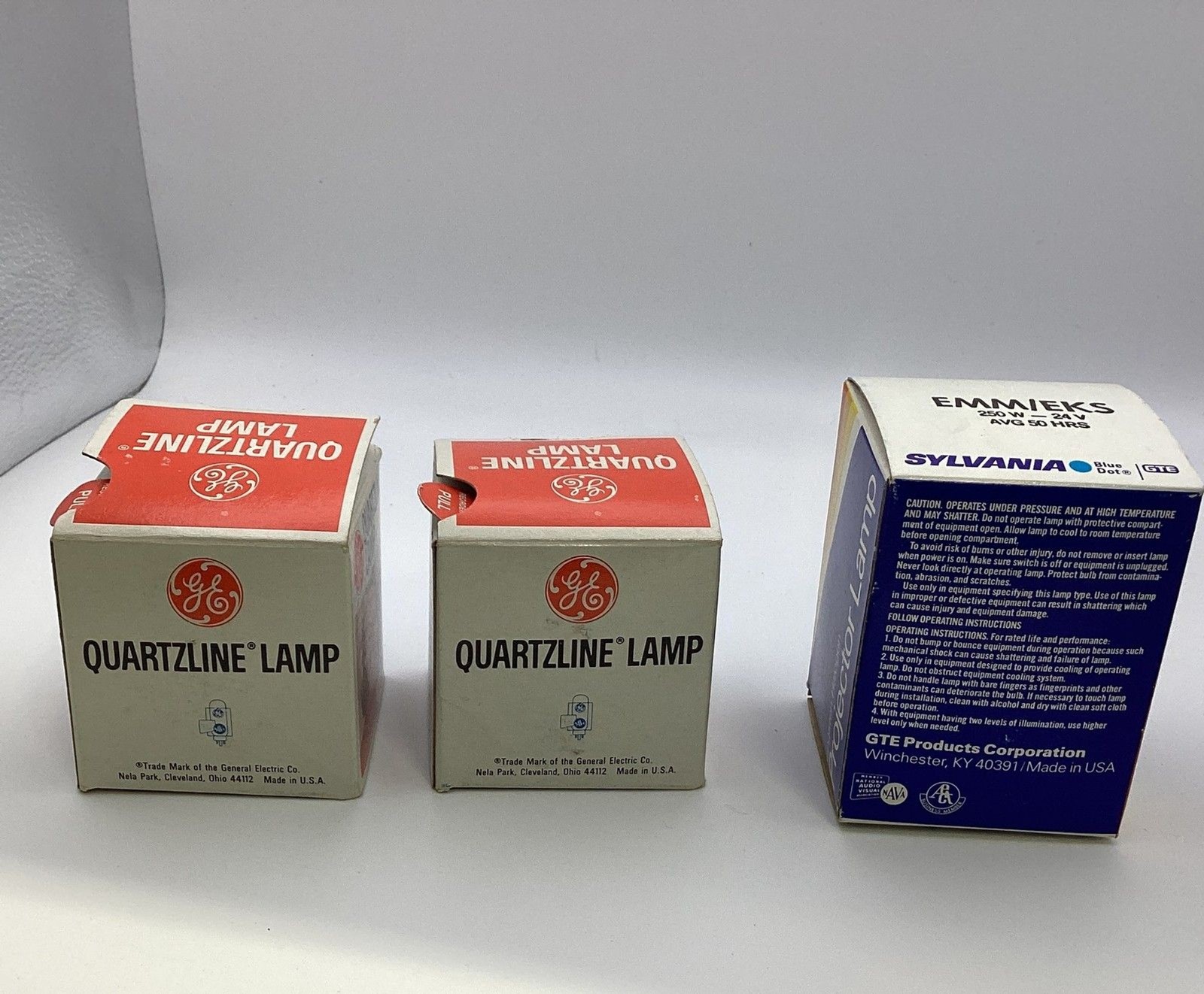 GE General Electric Sylvania EMM/EKS Quartzline Lamp Bulb 250W 24V – Lot of 3