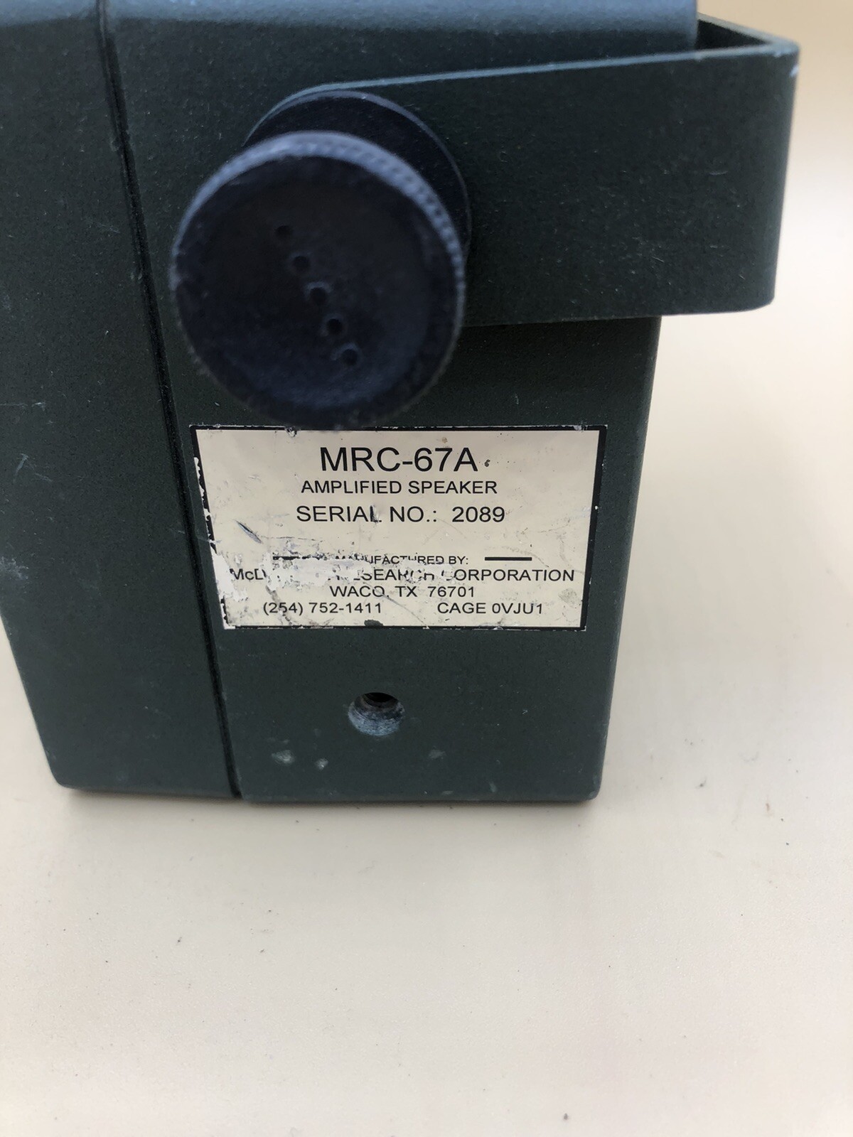 MILITARY MCDOWELL RESEARCH MRC-67A AMPLIFIED SPEAKER , 5965-01-511-3633