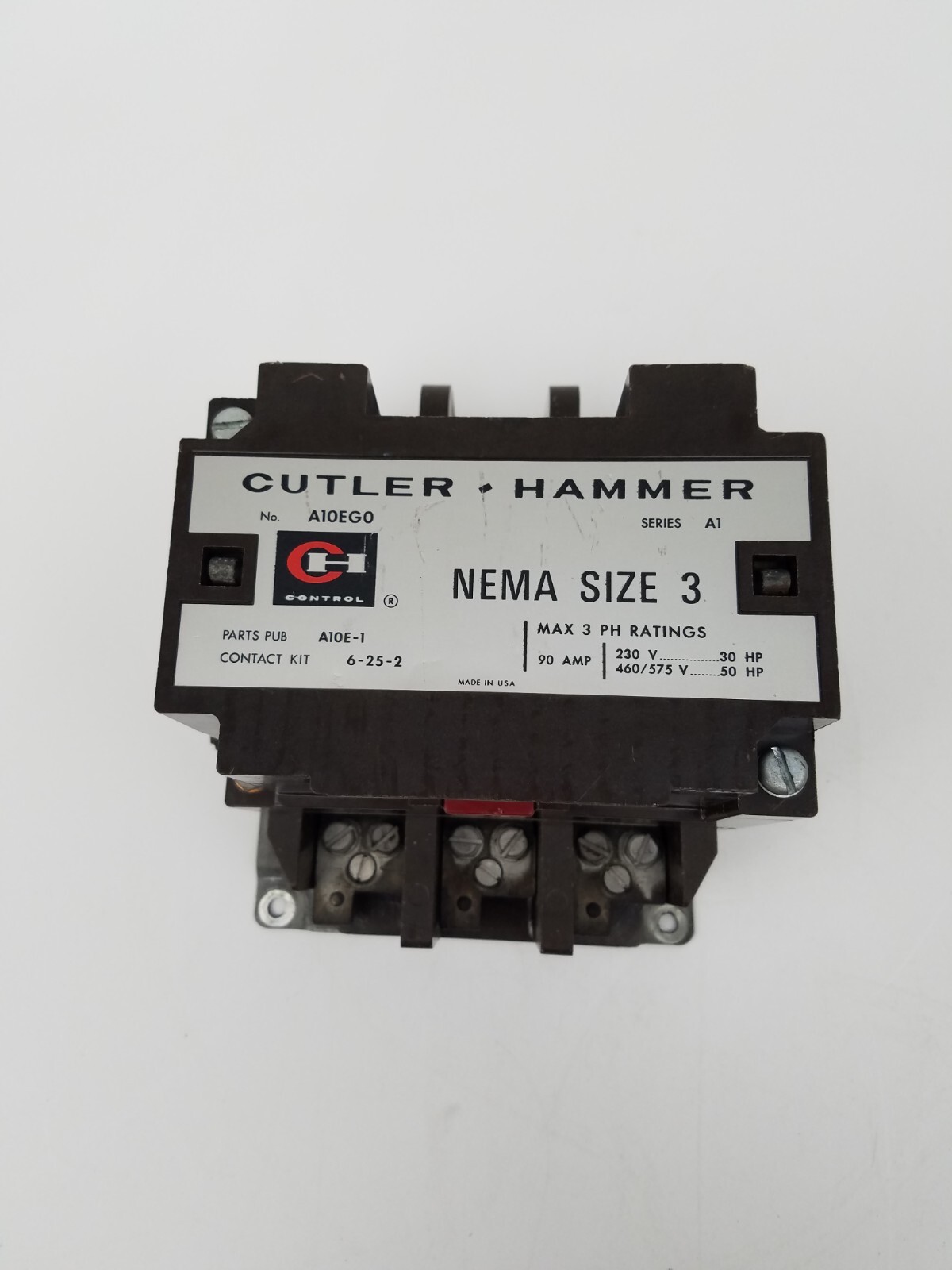 A10EG0 Cutler Hammer NEMA Size 3 Contactor 90 Amp 120V Coil – Next Day Option