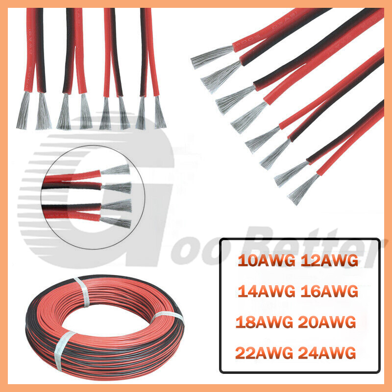 Flexible Soft Silicone Wire Cable 8/10/12/14/16/18/20/22AWG High Temp Resistance