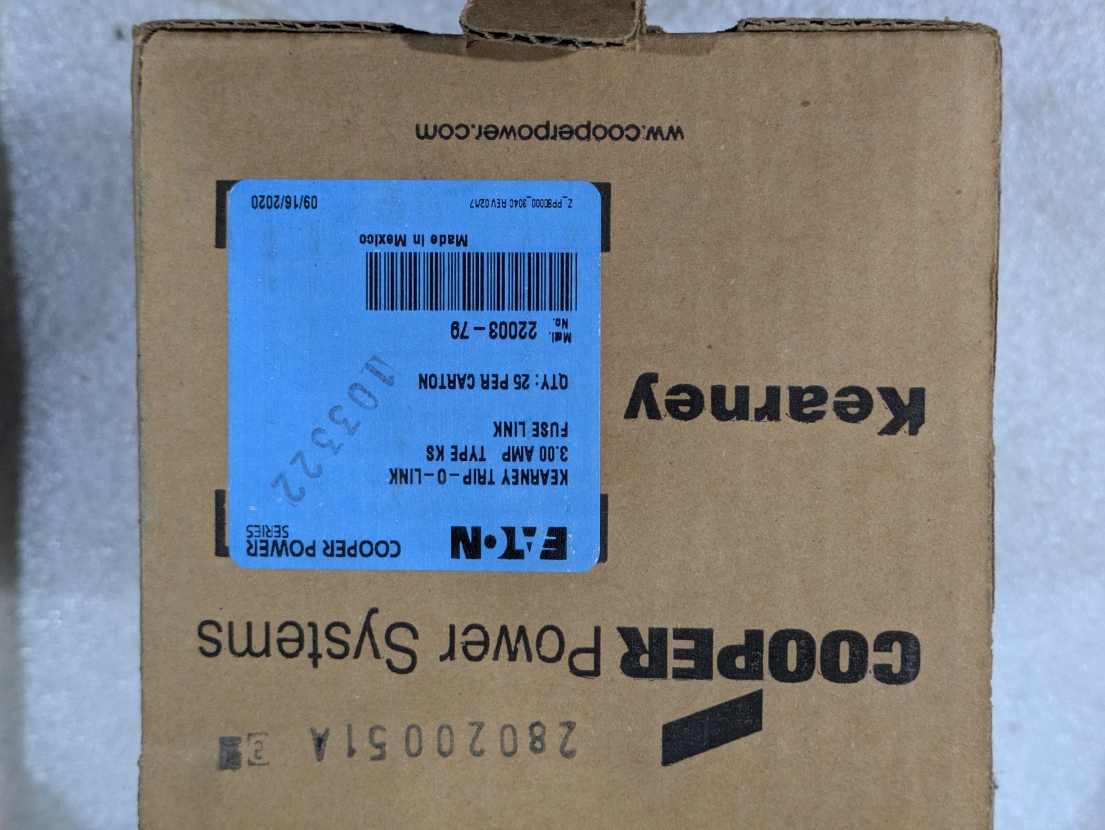 EATPN COPPER POWER 22003-79 3.00 AMP TYPE KS FUSE LINK (LOT OF 25)