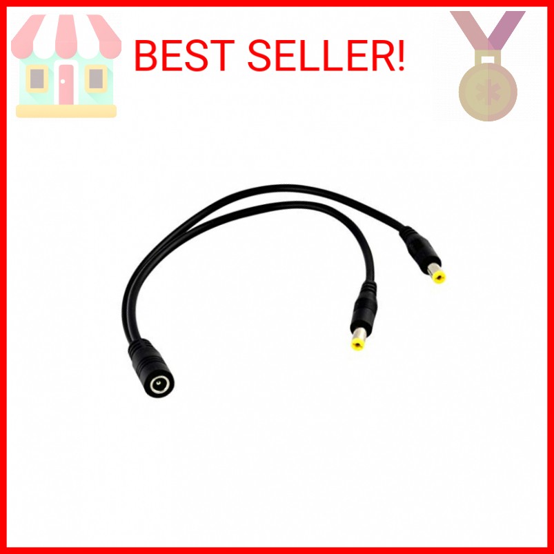 JacobsParts 1:2 DC Power Splitter Cable Cord 1 Female to 2 Male 5.5×2.1mm Port P