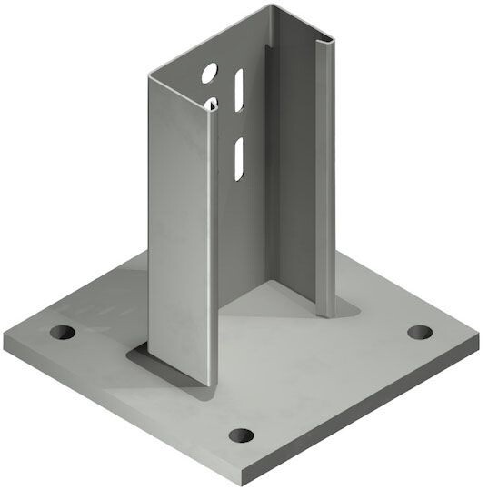 TechLine STFPB4AL, 4″ x 8″, Aluminum, U-Post, Square Snap Track Post Base, 1pc