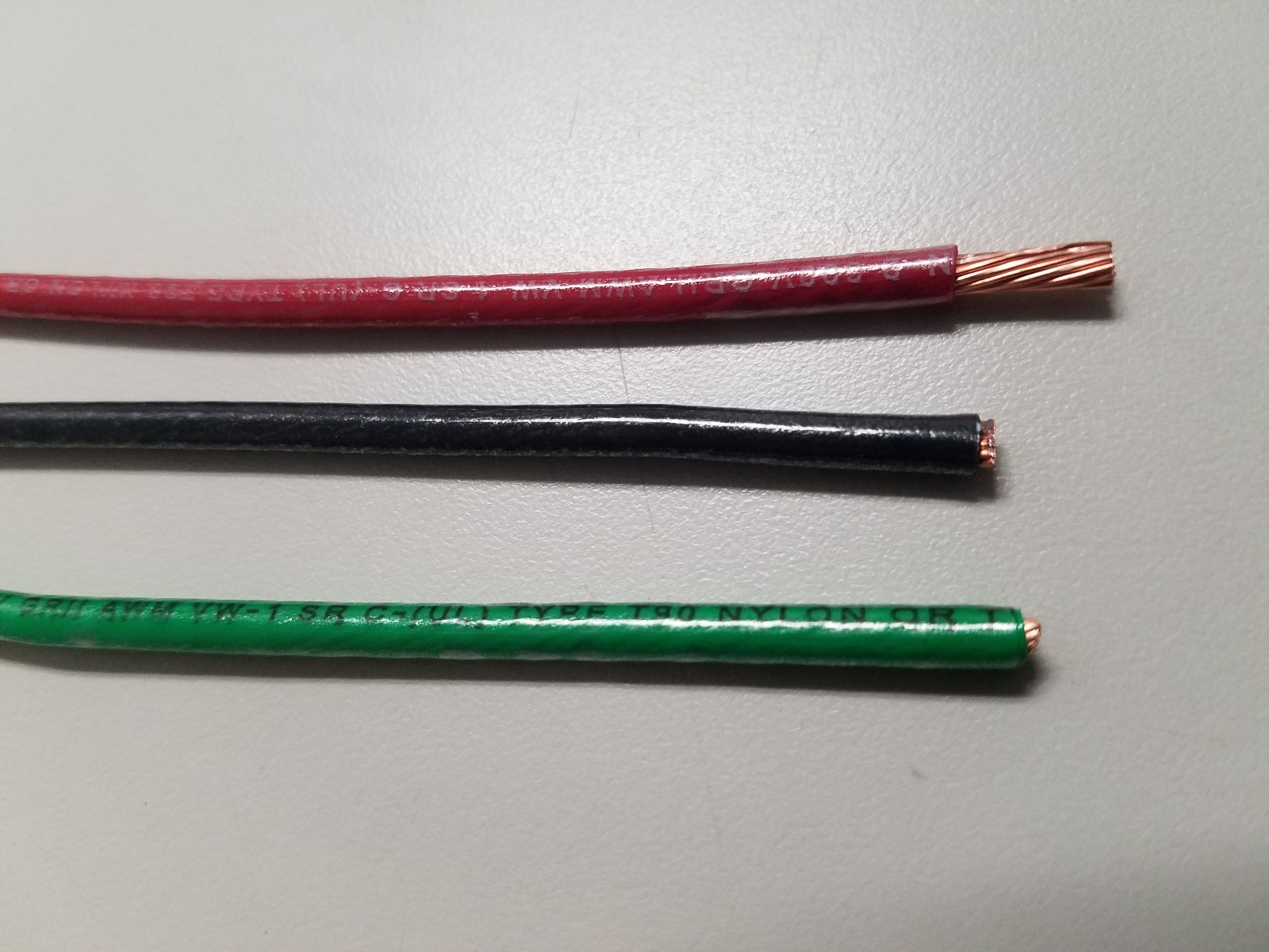 4 x 85′ THHN 10 AWG GAUGE BLACK RED GREEN WHITE NYLON STRANDED COPPER WIRE