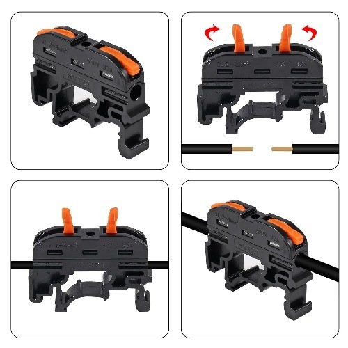 DIN Rail Terminal Blocks 50 Pack Compact Wire Conductor W Color: 50 Pack Black