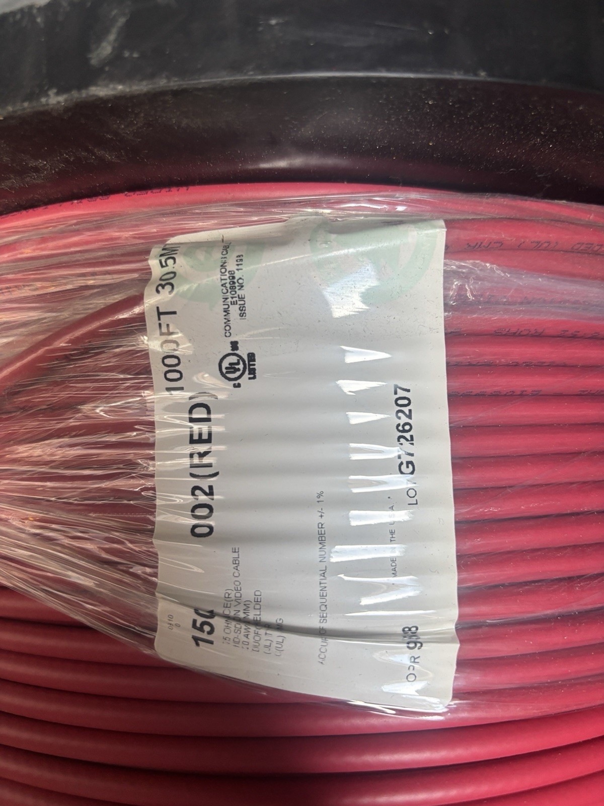 1000′ Spool – Belden 1505A – RED BRAND New