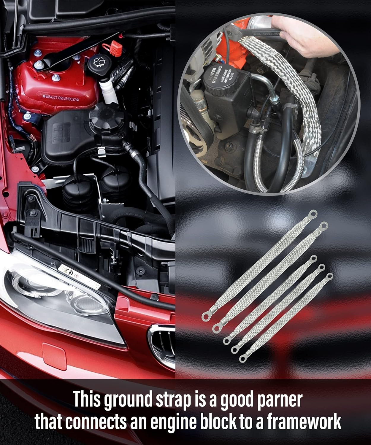 Automotive Ground Strap Kit – 3PCS 10″ & 2PCS 13″ Flat Braided Copper