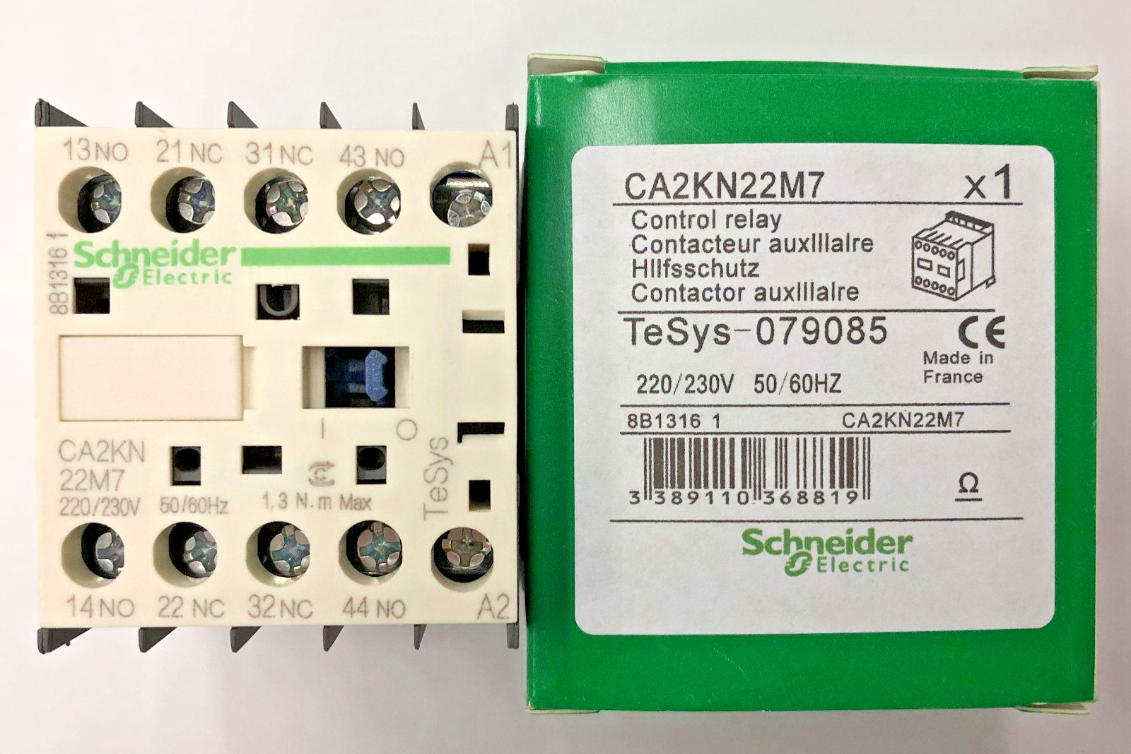 2PCS LOT- Schneider CA2KN22M7 TeSys K control relay 2No+2NC 690V/220-230VAC Coil