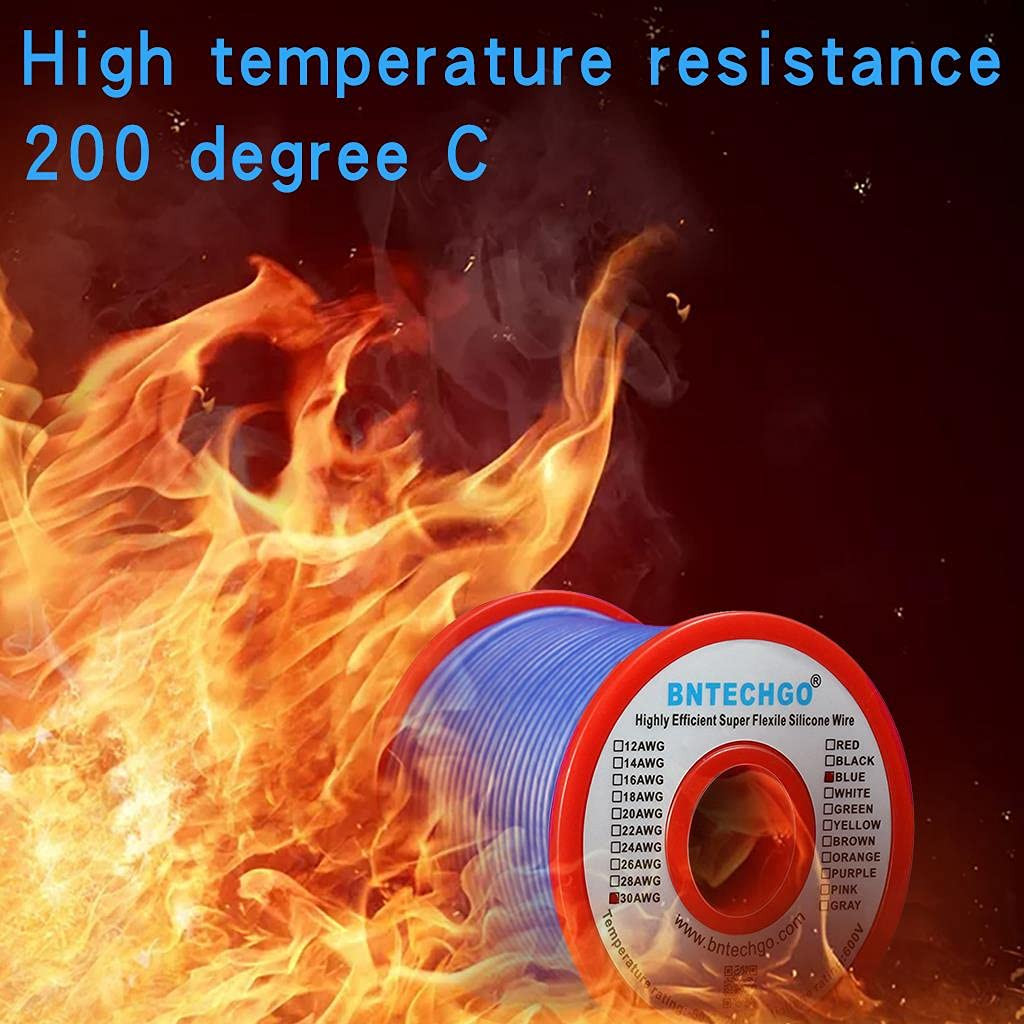 30 Gauge Silicone Wire Spool 50 Ft Blue Flexible 30 AWG Stranded Tinned Copper W