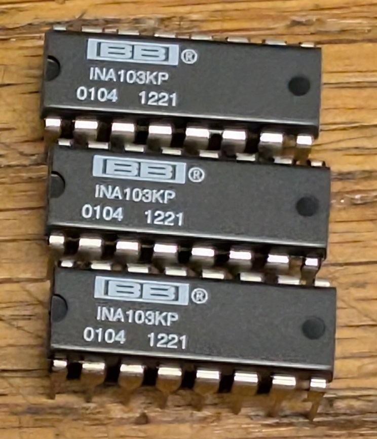 **THREE** Burr Brown INA103KP Instumentation Amplifier 16 pin DIP MIC PRE