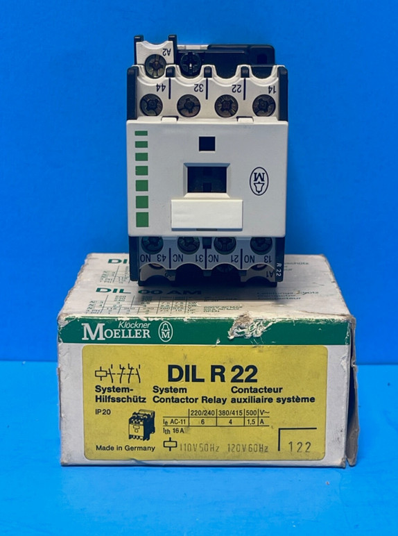 Klockner Moeller DILR-22 Contactor Relay 2N.O. + 2N.C. Rated 15 A 120V Coil
