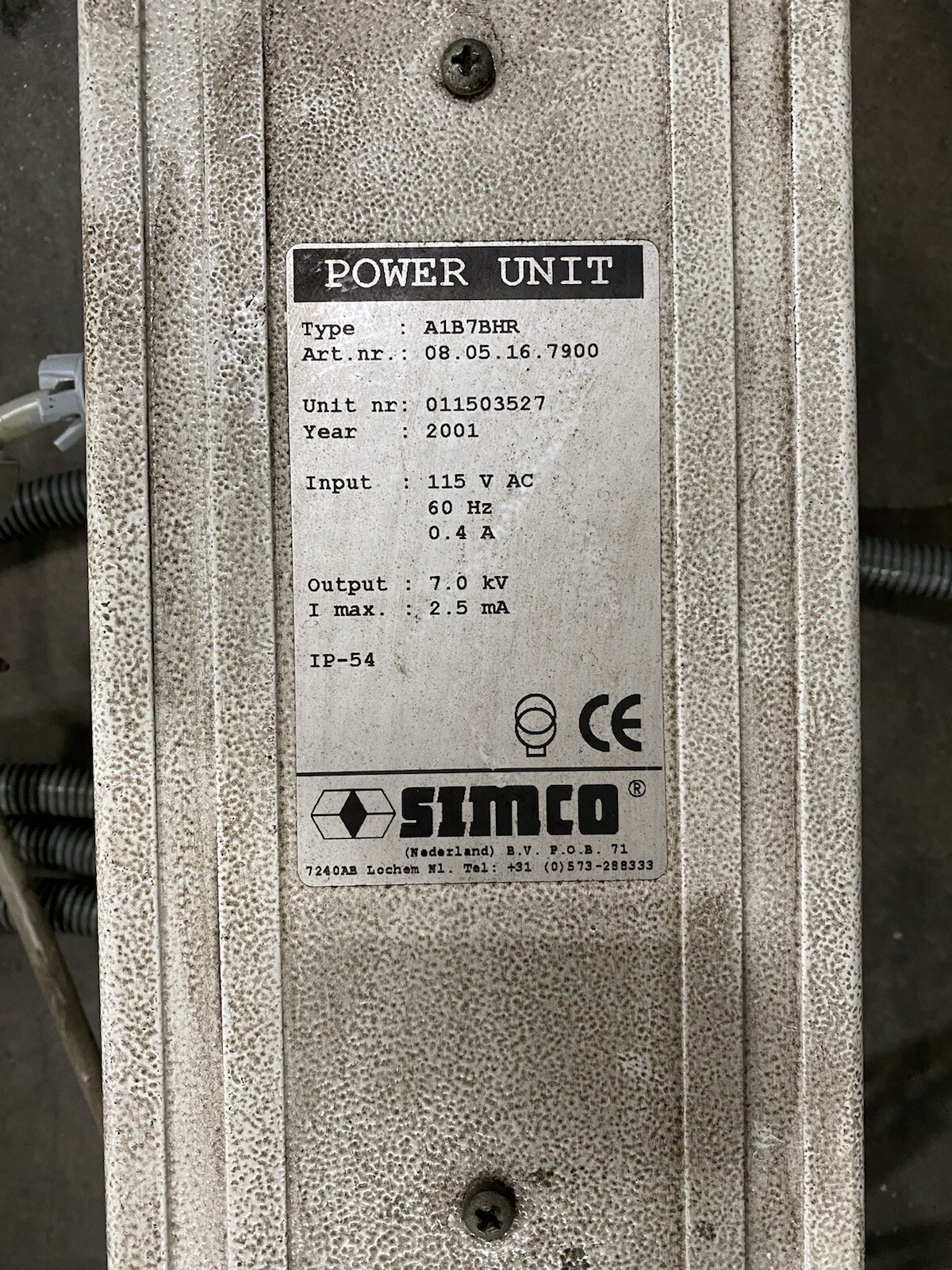 SIMCO POWER UNIT A1B7BHR & 3 ANTI-STATIC BARS TYPE: P-Sh-N