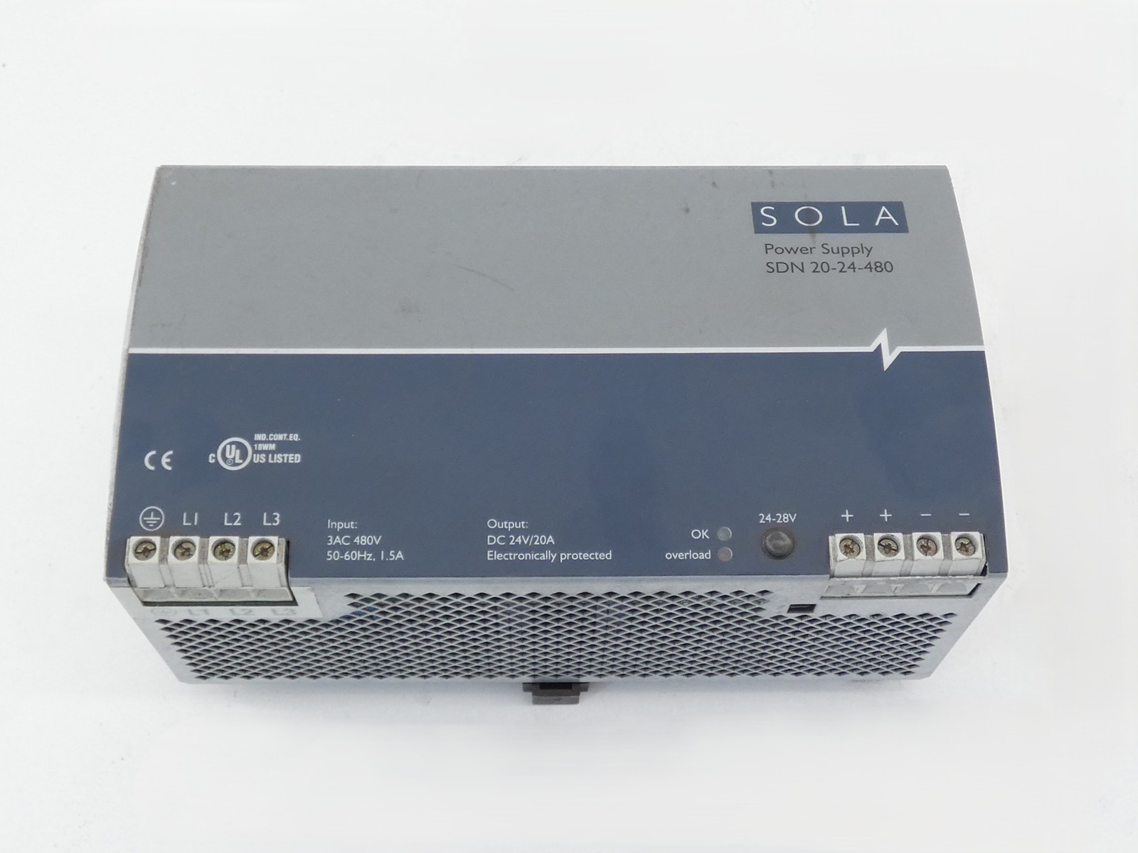 Sola SDN 20-24-480 Power Supply 24VDC 20A 50-60Hz