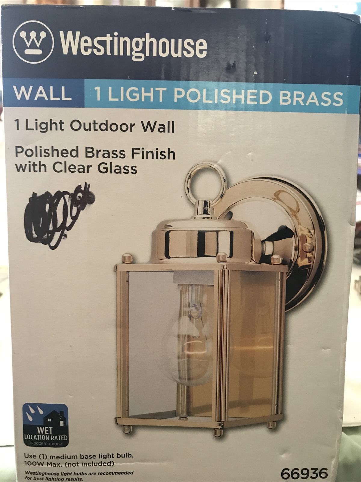 Polished Brass Square Wall Lantern -66936