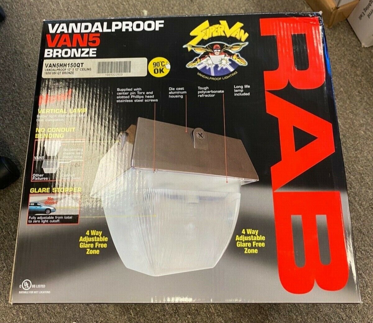 RAB vandalproof 12”x12” Bronze 150W Light