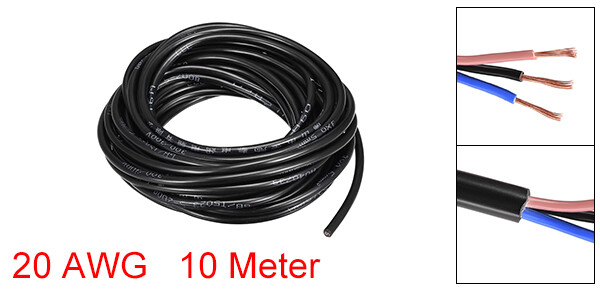 RVV Wire Cable Extension Cord Copper Wire Conductor 3 Core 20 AWG 10M/32.8ft